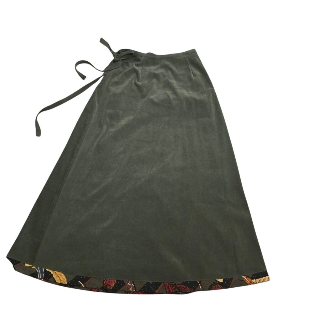 Vintage Koos of Course Skirt Women S Olive Green Boho Artsy Wrap Chic Adjustable - Picture 3 of 9